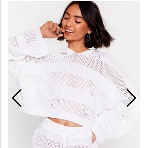 Nasty Gal Crochet Knit Hoodie